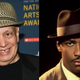 Walter Mosley, left, attends the 2018 National Art Awards in New York on Oct. 22, 2018; Denzel Washington in Devil in a Blue Dress (1995)